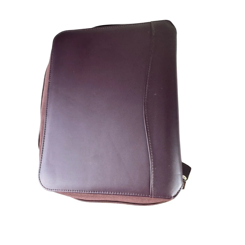Franklin Covey‎ Brown Leather Zip Around 7 Ring Planner Binder Item 21222